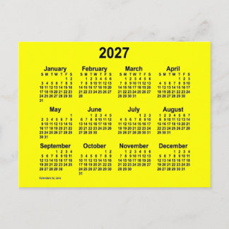 2027 Yellow Mini Calendar by Janz Postcard
