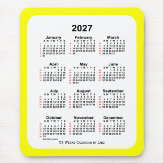 2027 Yellow Two Tone 52 Week Calendar by Janz Mouse Pad