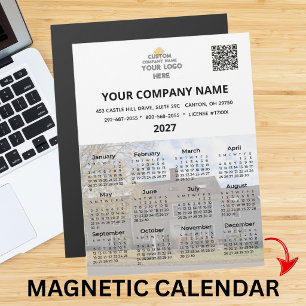 2027 Your Photo Business Magnet Calendar Logo QR