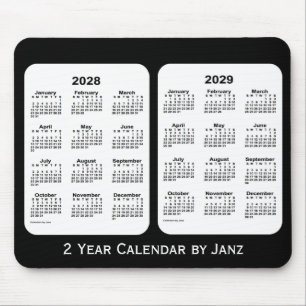 2028-2029 Black and White 2 Year Calendar by Janz Mouse Pad
