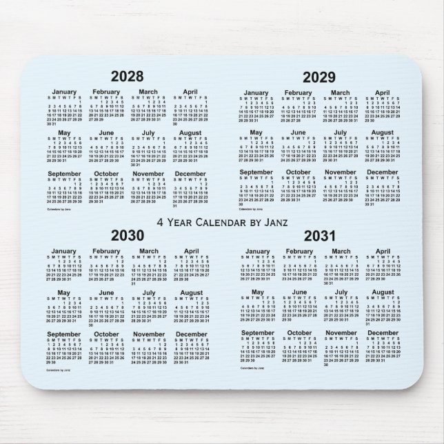 2028-2031 Alice Blue 4 Year Calendar by Janz Mouse Pad (Front)