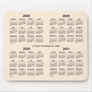 2028-2031 Antique White 4 Year Calendar by Janz Mouse Pad