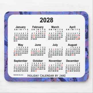 2028 Blue Holiday Art Calendar by Janz Mouse Pad