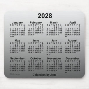 2028 Faded White Calendar by Janz Mouse Pad