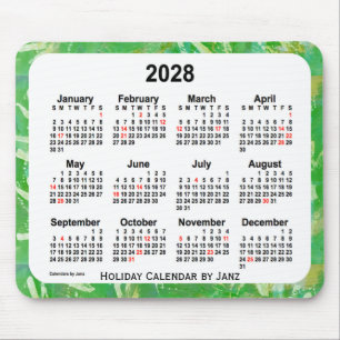 2028 Green Holiday Art Calendar by Janz Mouse Pad