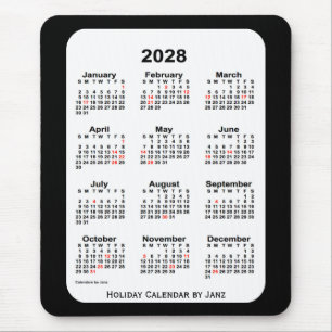 2028 Holiday Two Tone Black Calendar by Janz Mouse Pad