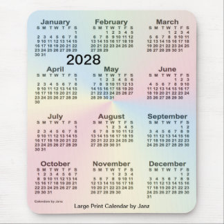 2028 Rainbow Cloud Large Print Calendar by Janz Mouse Pad