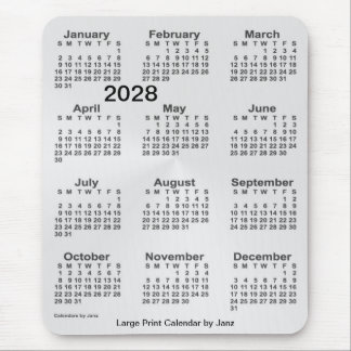 2028 Silver Large Print Calendar by Janz Mouse Pad