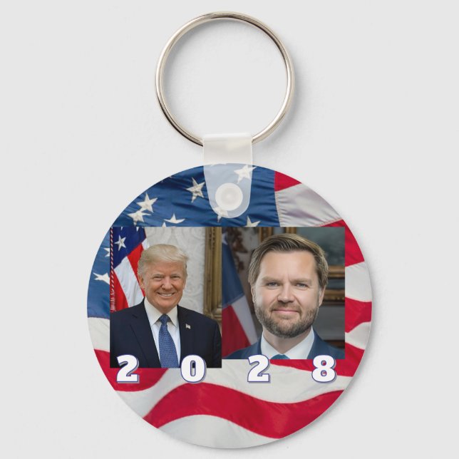 2028 Trump Vance bumper sticker flag background Keychain (Front)