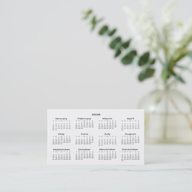 2028 Wallet Size Calendar Business Card (Standing Front)