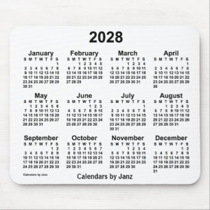 2028 White Calendar by Janz Mouse Pad