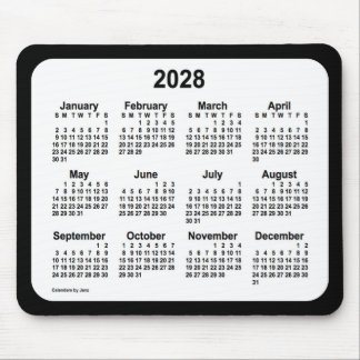2028 White on Black Calendar by Janz Two Tone Mouse Pad