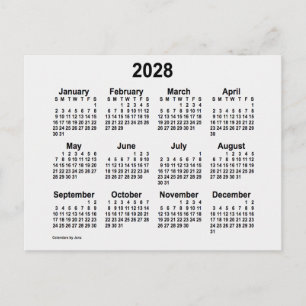 2028 White Smoke Mini Calendar by Janz Postcard