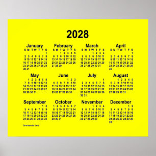 2028 Yellow Calendar by Janz Print