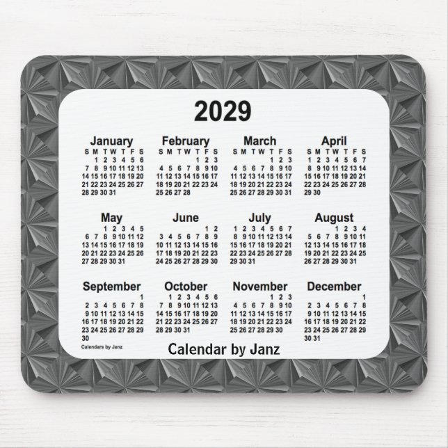 2029 Black Diamonds Calendar by Janz Mouse Pad (Front)