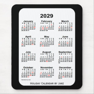 2029 Holiday Two Tone Black Calendar by Janz Mouse Pad