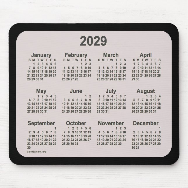 2029 La Boca on Black Calendar by Janz Two Tone Mouse Pad (Front)