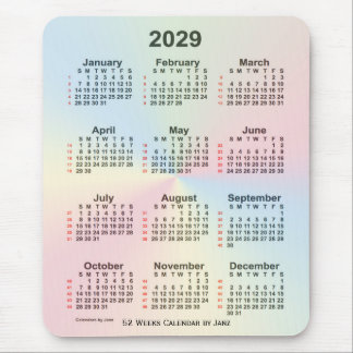 2029 Rainbow Cloud 52 Week Calendar by Janz Mouse Pad