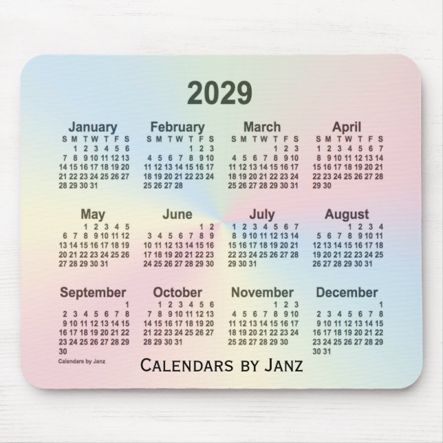 2029 Rainbow Cloud Calendar by Janz Mouse Pad (Front)