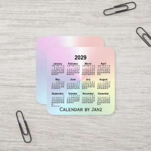 2029 Rainbow Shimmer Calendar by Janz Square Business Card