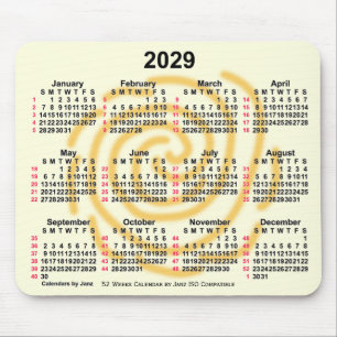 2029 Sunny Days 52 Weeks ISO Calendar by Janz Mouse Pad