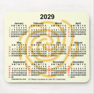 2029 Sunny Days 52 Weeks ISO Calendar by Janz Mouse Pad