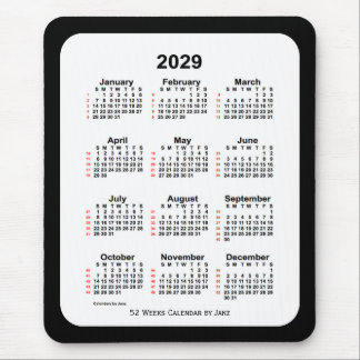 2029 Two Tone Black 52 Week Calendar by Janz Mouse Pad