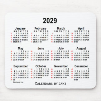 2029 White 52 Weeks Calendar by Janz Mouse Pad