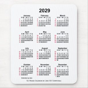 2029 White 52 Weeks ISO Calendar by Janz Mouse Pad
