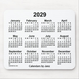 2029 White Calendar by Janz Mouse Pad