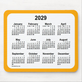 2029 White on Orange Calendar by Janz Two Tone Mouse Pad