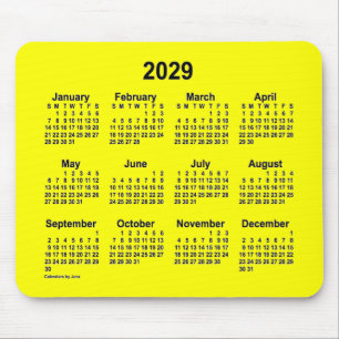 2029 Yellow Calendar by Janz Mouse Pad
