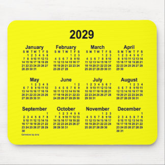 2029 Yellow Calendar by Janz Mouse Pad