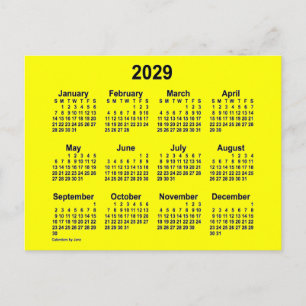 2029 Yellow Mini Calendar by Janz Postcard