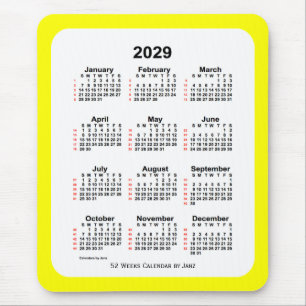 2029 Yellow Two Tone 52 Week Calendar by Janz Mouse Pad