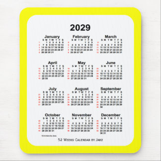 2029 Yellow Two Tone 52 Week Calendar by Janz Mouse Pad