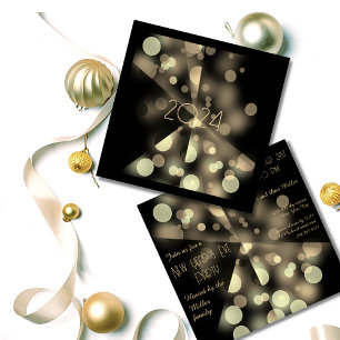 202x New Year Party  with Golden Bubbles Invitation