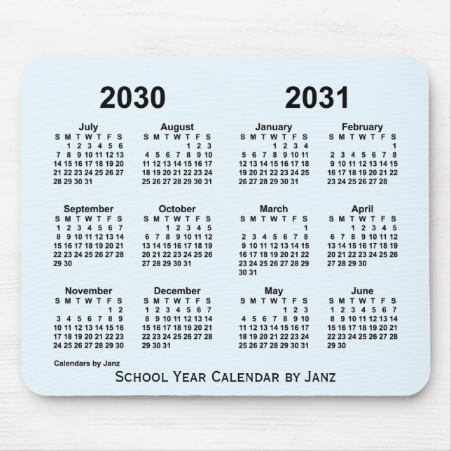 2030-2031 Alice Blue School Year Calendar by Janz Mouse Pad (Front)
