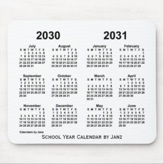2030-2031 White School Year Calendar by Janz Mouse Pad