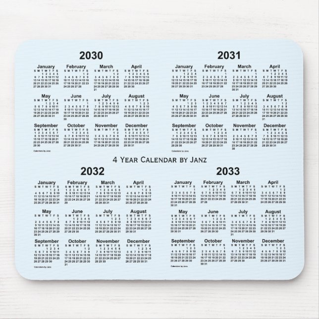 2030-2033 Alice Blue 4 Year Calendar by Janz Mouse Pad (Front)