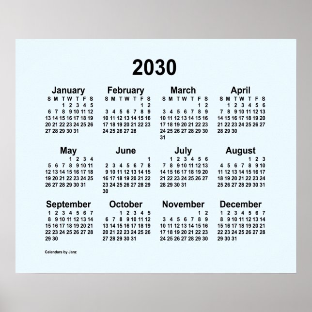 2030 Alice Blue Calendar by Janz Print (Front)