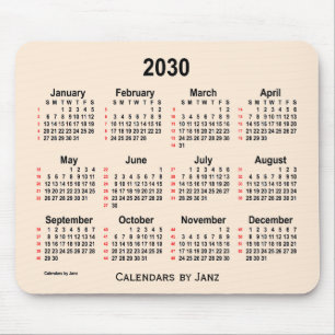 2030 Antique White 52 Weeks Calendar by Janz Mouse Pad