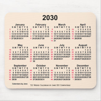 2030 Antique White 52 Weeks ISO Calendar by Janz Mouse Pad