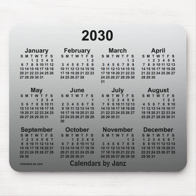 2030 Faded White Calendar by Janz Mouse Pad (Front)