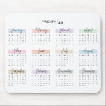 2030 FULL YEAR CALENDAR PASTEL HANDWRITTEN SCRIPT MOUSE PAD<br><div class="desc">Stay organized and inspired with this 2030 full-year calendar mouse pad. Each month is beautifully highlighted in soft pastel tones and displayed in an elegant script-style handwritten font, adding a touch of sophistication to your workspace. Perfect for quick date referencing while working, this mouse pad combines functionality with style. An...</div>