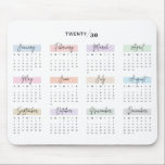 2030 FULL YEAR CALENDAR PASTEL HANDWRITTEN SCRIPT MOUSE PAD<br><div class="desc">Stay organized and inspired with this 2030 full-year calendar mouse pad. Each month is beautifully highlighted in soft pastel tones and displayed in an elegant script-style handwritten font, adding a touch of sophistication to your workspace. Perfect for quick date referencing while working, this mouse pad combines functionality with style. An...</div>