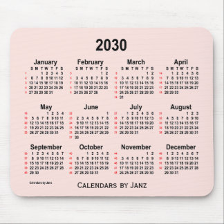 2030 Misty Rose 52 Weeks Calendar by Janz Mouse Pad
