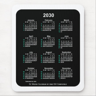 2030 Neon 52 Weeks ISO Calendar by Janz Two Tone Mouse Pad