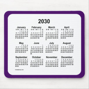 2030 Purple and White Calendar by Janz Two Tone Mouse Pad
