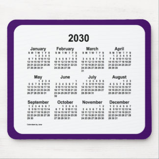 2030 Purple and White Calendar by Janz Two Tone Mouse Pad